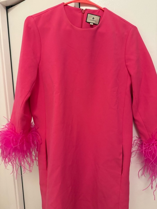 Tuckernuck Mod Mary Hot Pink Feather-Cuff Shift Dress - Women - Picture 5 of 8